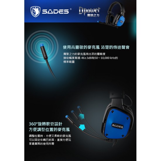 SADES 賽德斯 Dpower 魔狼之力 電競耳機麥克風