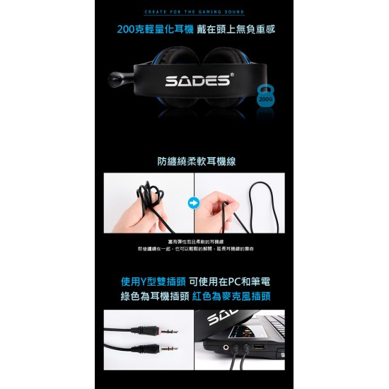 SADES 賽德斯 Tpower 雷神之力 耳機麥克風