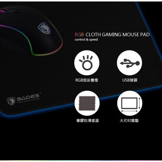 SADES 賽德斯 METEOR 流星雨 RGB 電競鼠墊